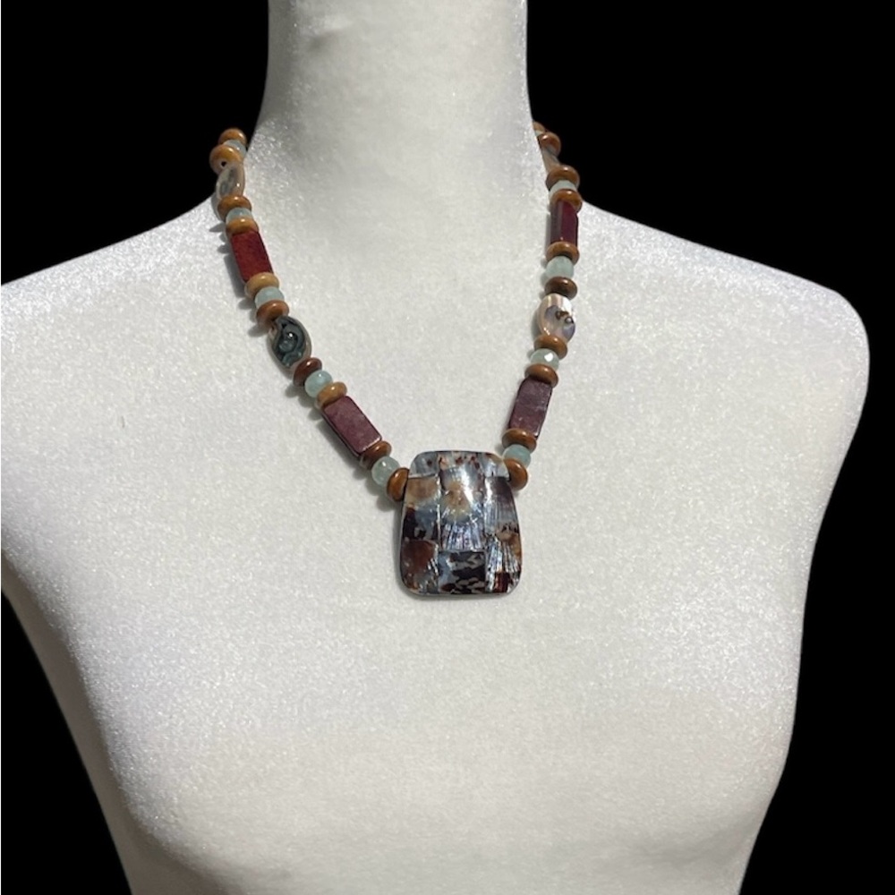 Statement Necklace Abalone Shell Beach Boho Pendant